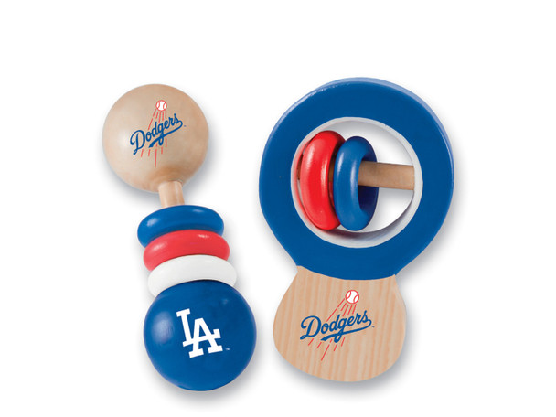 SONAJEROS DE MADERA PARA BEBÉ DE LOS ANGELES DODGERS