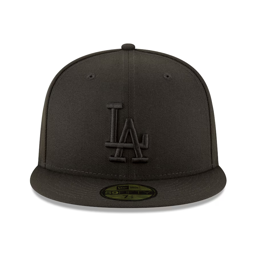 LOS ANGELES DODGERS BACK 2 BACK DIAMOND SIDEPATCH 59FIFTY FITTED HAT - BLACK/BLACK