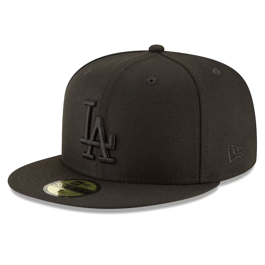 LOS ANGELES DODGERS BACK 2 BACK DIAMOND SIDEPATCH 59FIFTY FITTED HAT - BLACK/BLACK