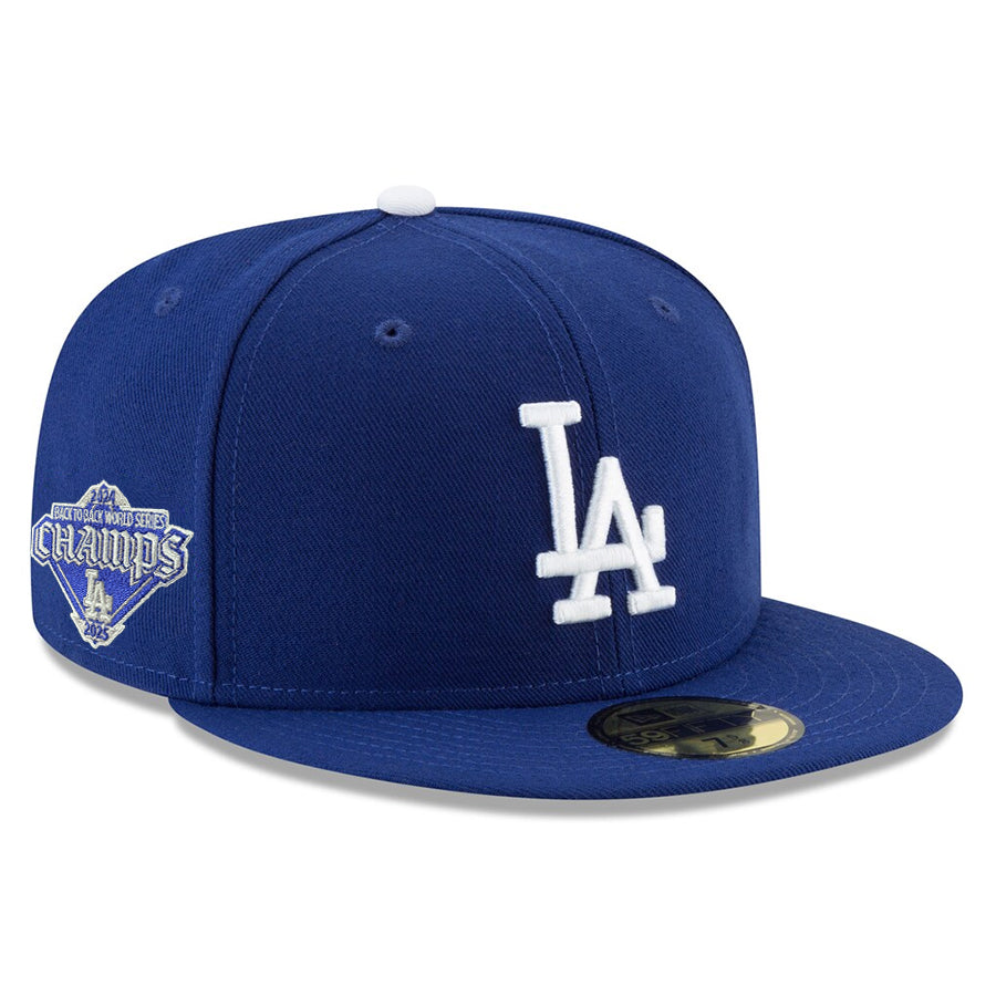 LOS ANGELES DODGERS BACK 2 BACK DIAMOND SIDEPATCH 59FIFTY FITTED HAT - BLUE