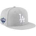 LOS ANGELES DODGERS BACK 2 BACK DIAMOND SIDEPATCH 59FIFTY FITTED HAT - WOLF GRAY/WHITE