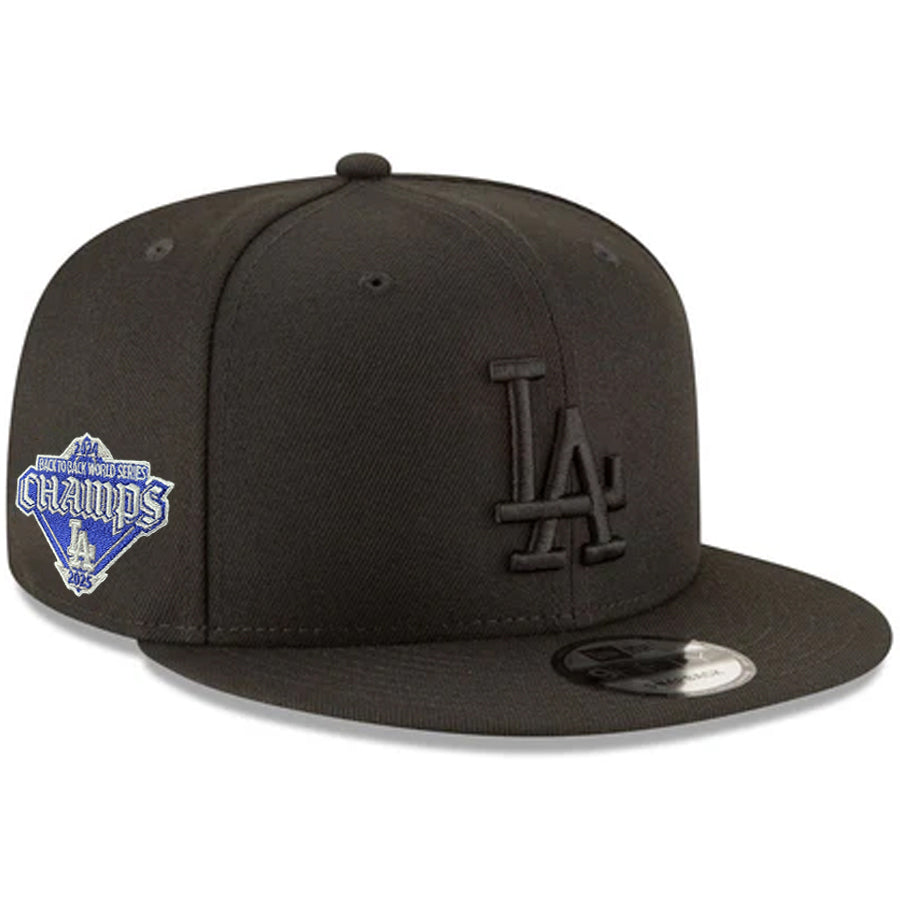 LOS ANGELES DODGERS BACK 2 BACK DIAMOND SIDEPATCH 9FIFTY SNAPBACK HAT - BLACK/BLACK