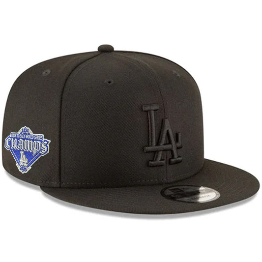 LOS ANGELES DODGERS BACK 2 BACK DIAMOND SIDEPATCH 9FIFTY SNAPBACK HAT - BLACK/BLACK