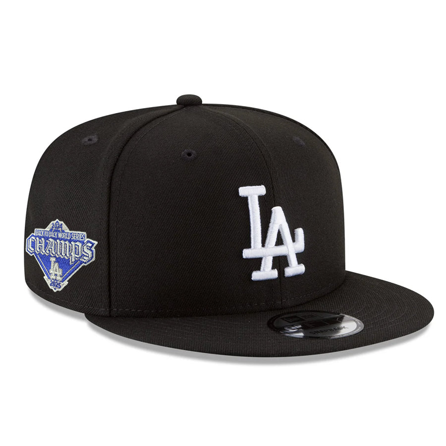 LOS ANGELES DODGERS BACK 2 BACK DIAMOND SIDEPATCH 9FIFTY SNAPBACK HAT - BLACK/WHITE