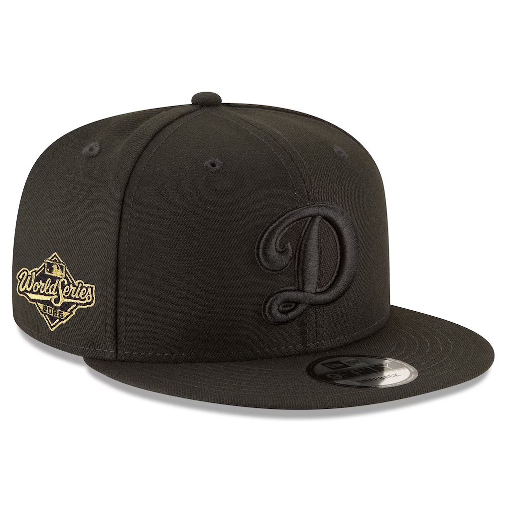 LOS ANGELES DODGERS 'D' 2025 WORLD SERIES CHAMPIONS SIDE PATCH 9FIFTY SNAPBACK HAT - BLACK/BLACK