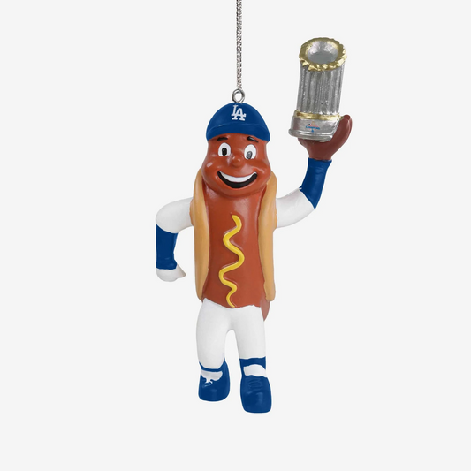 LOS ANGELES DODGERS DODGER DOG 2024 WORLD SERIES CHAMPIONS MASCOT ORNAMENT
