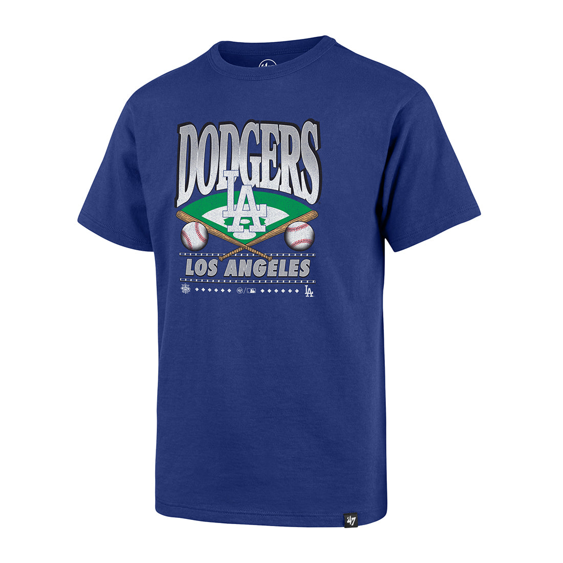 LOS ANGELES DODGERS GIRLS '47 BRAND STRAIGHT SHOT TWO FRANKLIN T-SHIRT - BLUE
