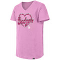 LOS ANGELES DODGERS  GIRLS FLIP HEART SEQUIN V-NECK T-SHIRT - PINK