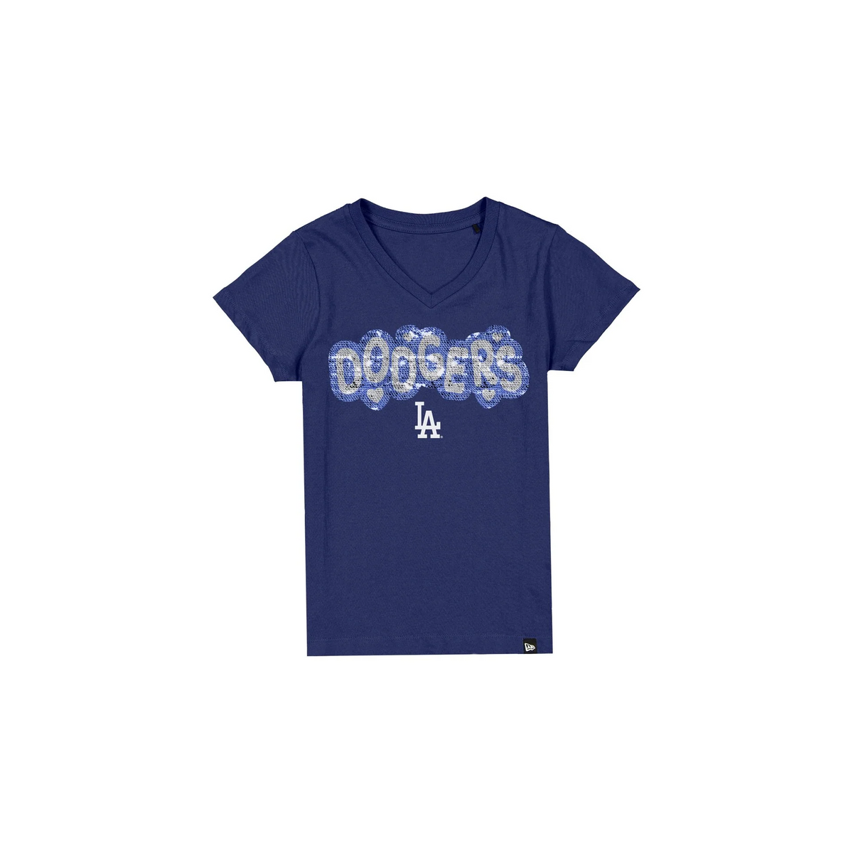 LOS ANGELES DODGERS GIRLS NEW ERA WAVY SEQUIN FLIP T-SHIRT - BLUE