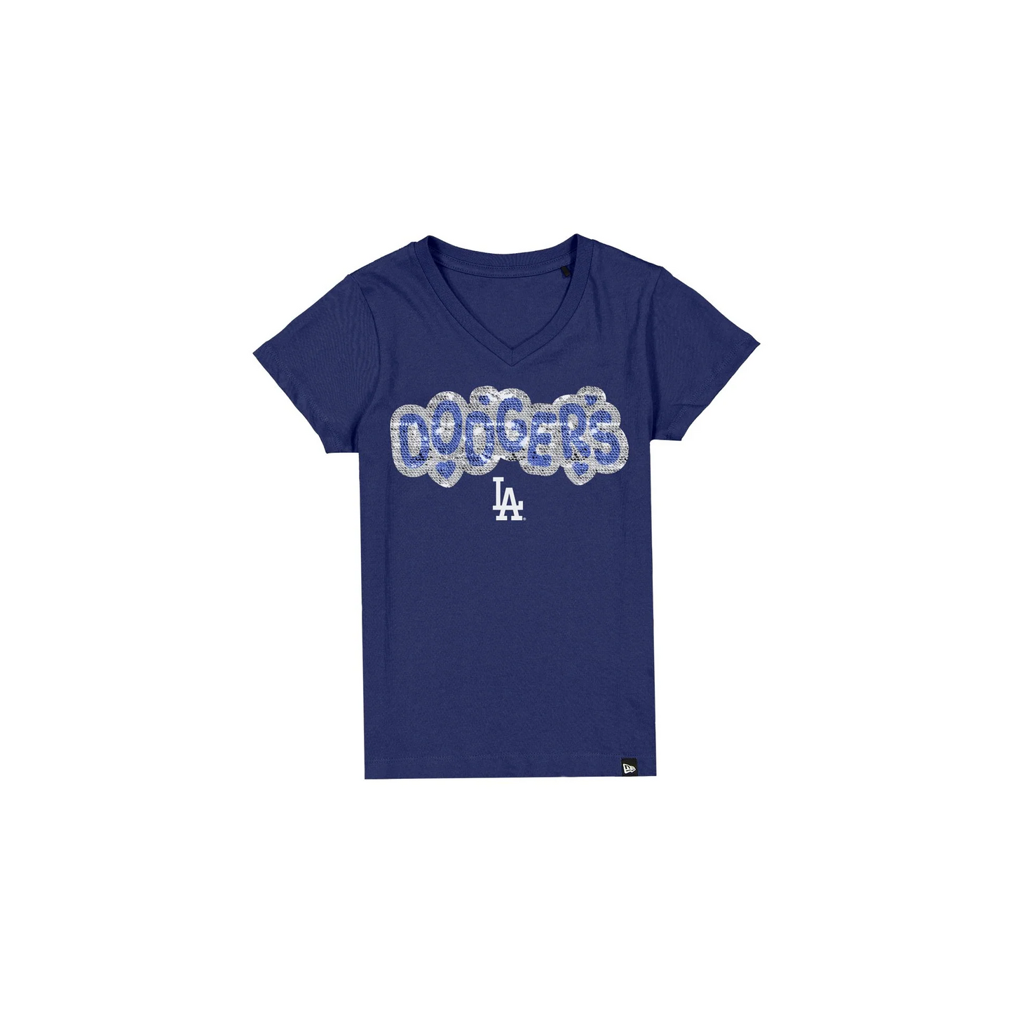 LOS ANGELES DODGERS GIRLS NEW ERA WAVY SEQUIN FLIP T-SHIRT - BLUE