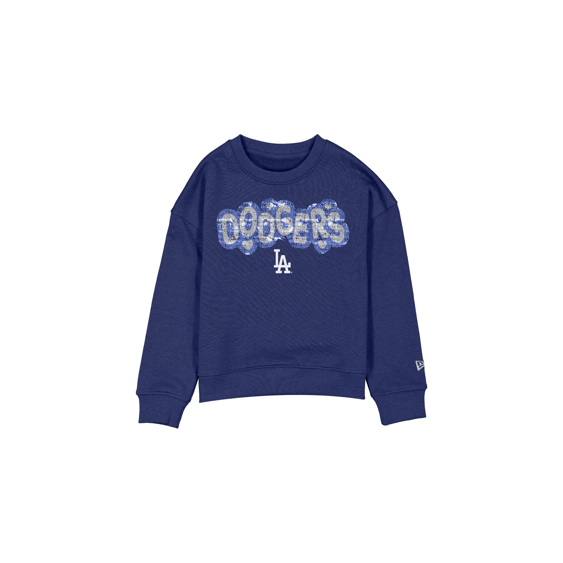 LOS ANGELES DODGERS GIRLS NEWERA FLIP SEQUIN CREWNECK SWEATSHIRT - BLUE