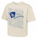 LOS ANGELES DODGERS GIRLS OUTERSTUFF TEAM FLAG BOXY T-SHIRT - TAN
