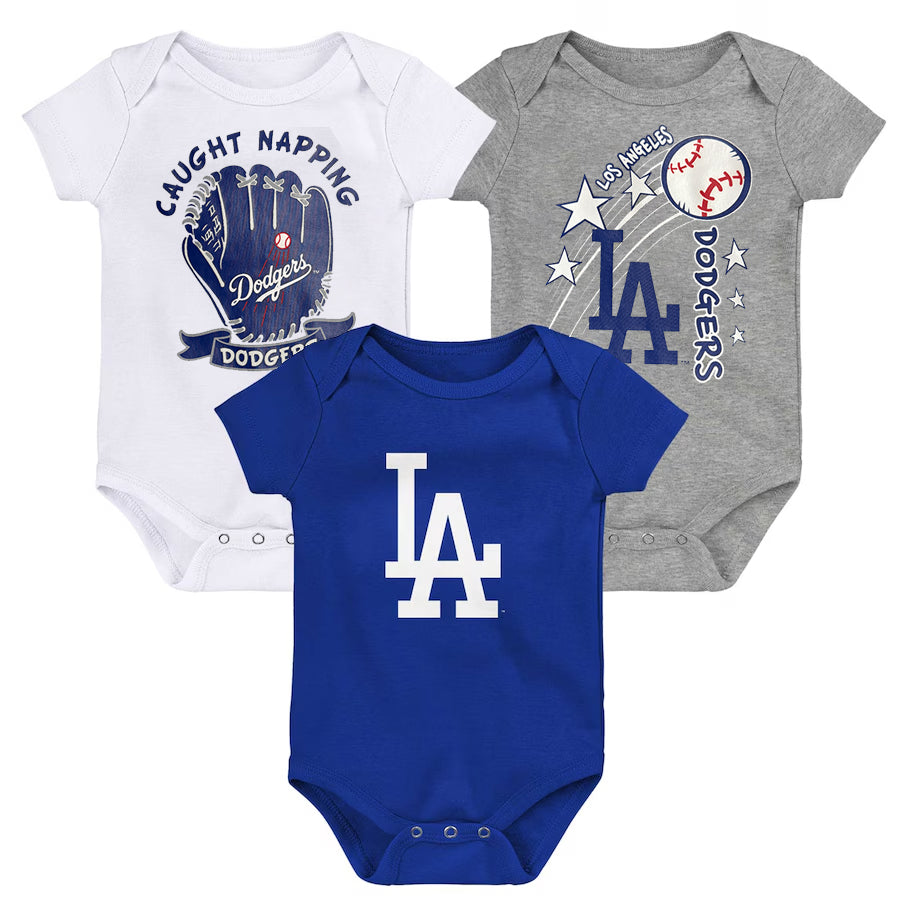 LOS ANGELES DODGERS INFANT 1-2-3 INNING 3-PIECE BODYSUIT SET