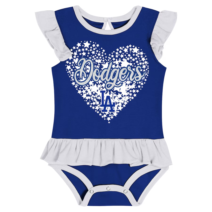 LOS ANGELES DODGERS INFANT FAN CHEER BODYSUIT, BIB, AND BOOTIE SET - BLUE