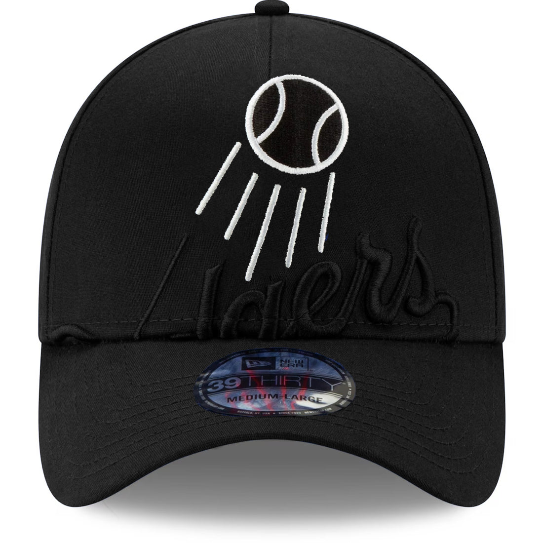 LOS ANGELES DODGERS LOGO ELEMENTS 39THIRTY FLEX FIT HAT - BLACK/WHITE