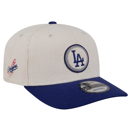 LOS ANGELES DODGERS LOYAL CORDUROY 9SEVENTY STRETCH-SNAP ADJUSTABLE HAT - CHROME WHITE/ROYAL