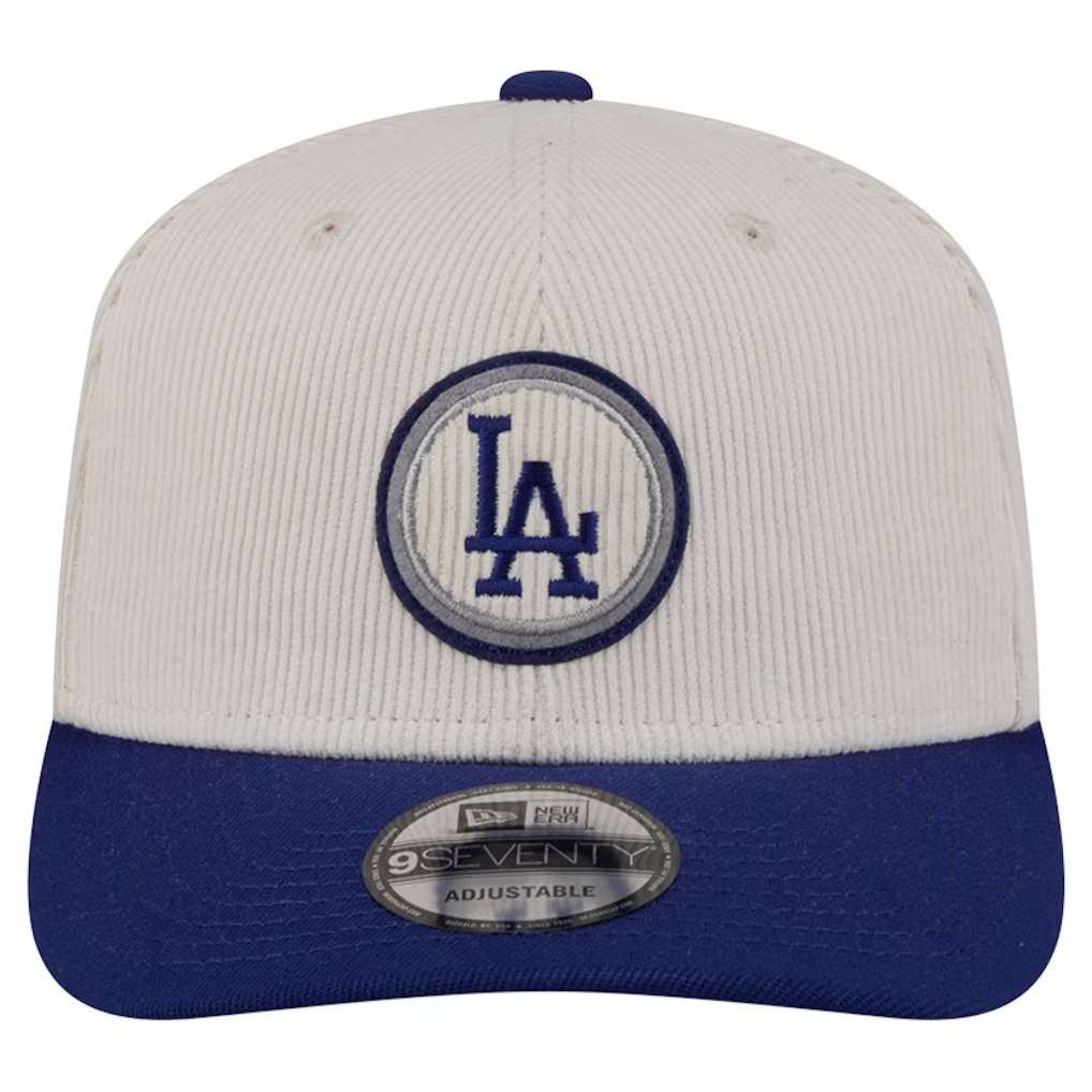 LOS ANGELES DODGERS LOYAL CORDUROY 9SEVENTY STRETCH-SNAP ADJUSTABLE HAT - CHROME WHITE/ROYAL