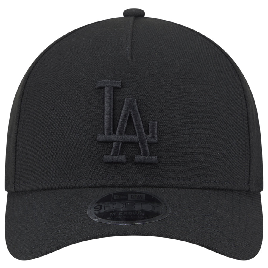 LOS ANGELES DODGERS M-CROWN 9FORTY A-FRAME SNAPBACK HAT - BLACK/BLACK