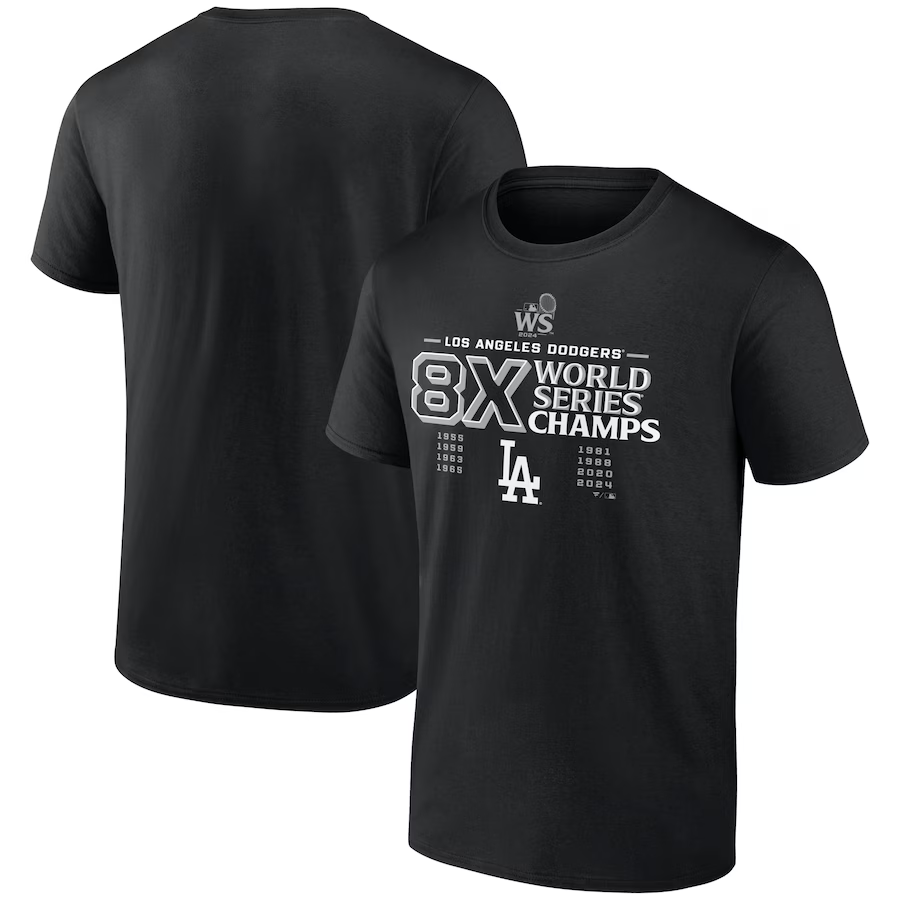 LOS ANGELES DODGERS MEN'S 2024 8X WORLD SERIES CHAMPIONS LOGO T