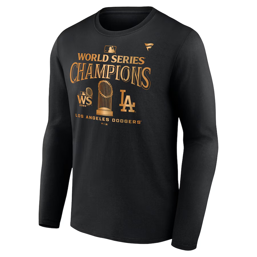 LOS ANGELES DODGERS MEN'S 2024 WORLD SERIES CHAMPIONS LOCKER ROOM PARADE DAY LONG SLEEVE T-SHIRT - BLACK