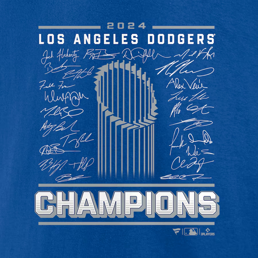LOS ANGELES DODGERS MEN'S 2024 WORLD SERIES CHAMPIONS SIGNATURE ROSTER T-SHIRT