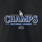 LOS ANGELES DODGERS MEN'S 2025 NATIONAL LEAGUE CHAMPIONS BLOOP SINGLE ROSTER T-SHIRT - BLACK