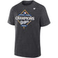 LOS ANGELES DODGERS MEN'S 2025 NATIONAL LEAGUE CHAMPIONS LOCKER ROOM T-SHIRT - GRAY