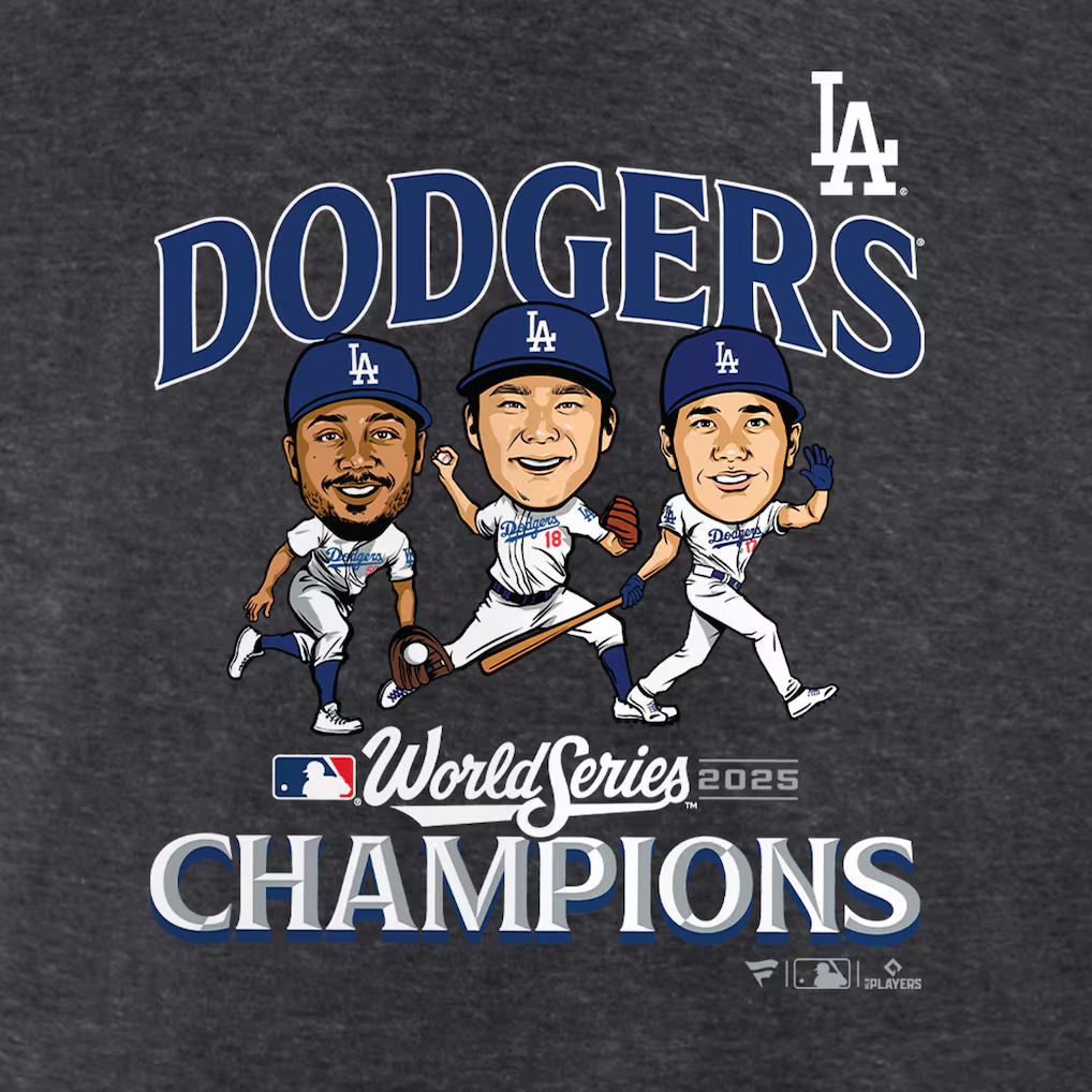 LOS ANGELES DODGERS MEN'S 2025 WORLD SERIES CHAMPIONS APPEAL PLAY T-SHIRT - HEATHER GRAY