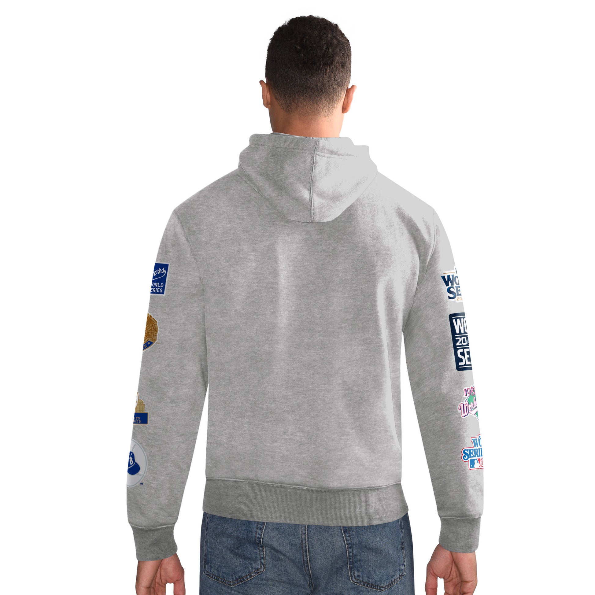 LOS ANGELES DODGERS MEN'S 2025 WORLD SERIES CHAMPIONS COMMEMORATIVE PULLOVER HOODED SWEATSHIRT - GRAY