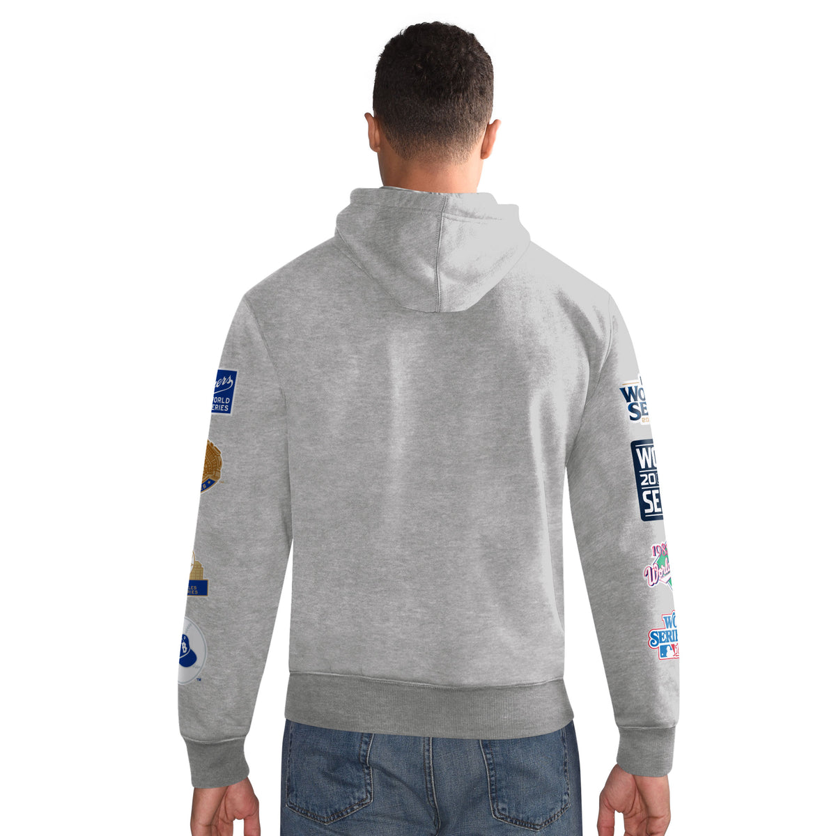 LOS ANGELES DODGERS MEN'S 2025 WORLD SERIES CHAMPIONS COMMEMORATIVE PULLOVER HOODED SWEATSHIRT - GRAY