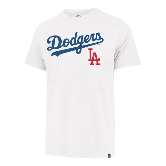 LOS ANGELES DODGERS MEN'S '47 BRAND PREGAME FRANKLIN T-SHIRT - WHITE WASH