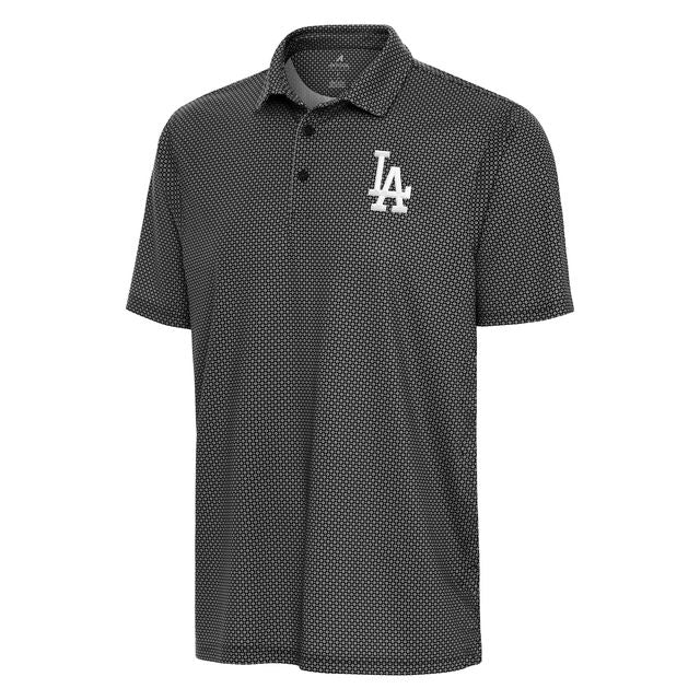 LOS ANGELES DODGERS MEN'S ANTIGUA TRELLIS POLO - BLACK