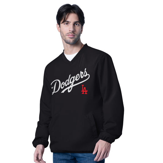 LOS ANGELES DODGERS MEN'S G-III BY CARL BANKS CROSSOVER PULLOVER JACKET - BLACK