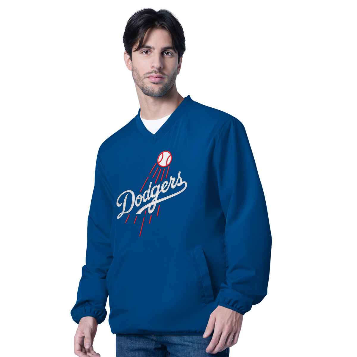 LOS ANGELES DODGERS MEN'S G-III BY CARL BANKS CROSSOVER PULLOVER JACKET - BLUE