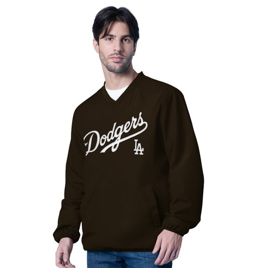 LOS ANGELES DODGERS MEN'S G-III BY CARL BANKS CROSSOVER PULLOVER JACKET - BROWN