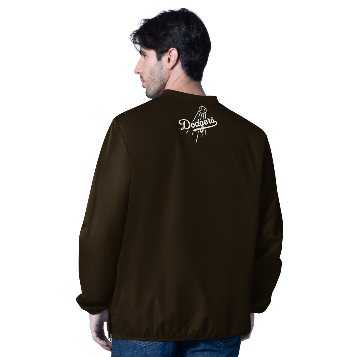 LOS ANGELES DODGERS MEN'S G-III BY CARL BANKS CROSSOVER PULLOVER JACKET - BROWN