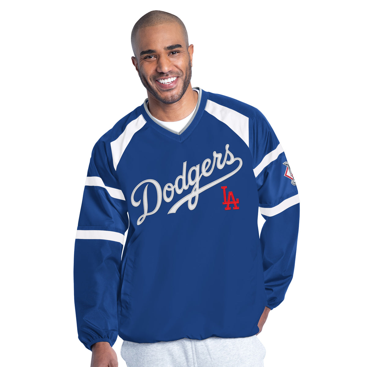 LOS ANGELES DODGERS MEN'S G-III BY CARL BANKS INFIELD PLAY PULLOVER JACKET - BLUE