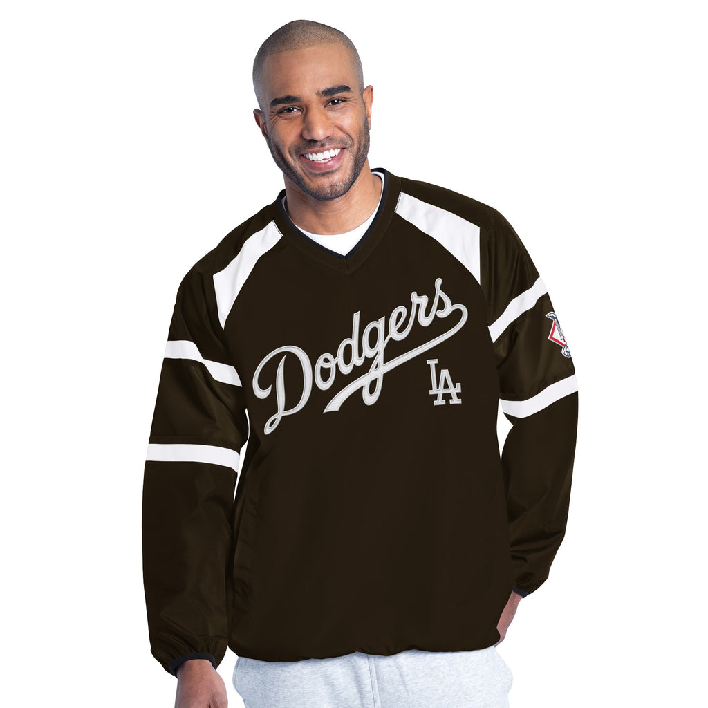 LOS ANGELES DODGERS MEN'S G-III BY CARL BANKS INFIELD PLAY PULLOVER JACKET - BROWN