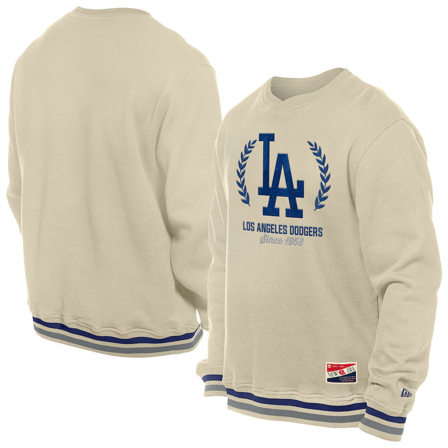 LOS ANGELES DODGERS MEN'S LAUREL CREWNECK SWEATSHIRT - CHROME WHITE