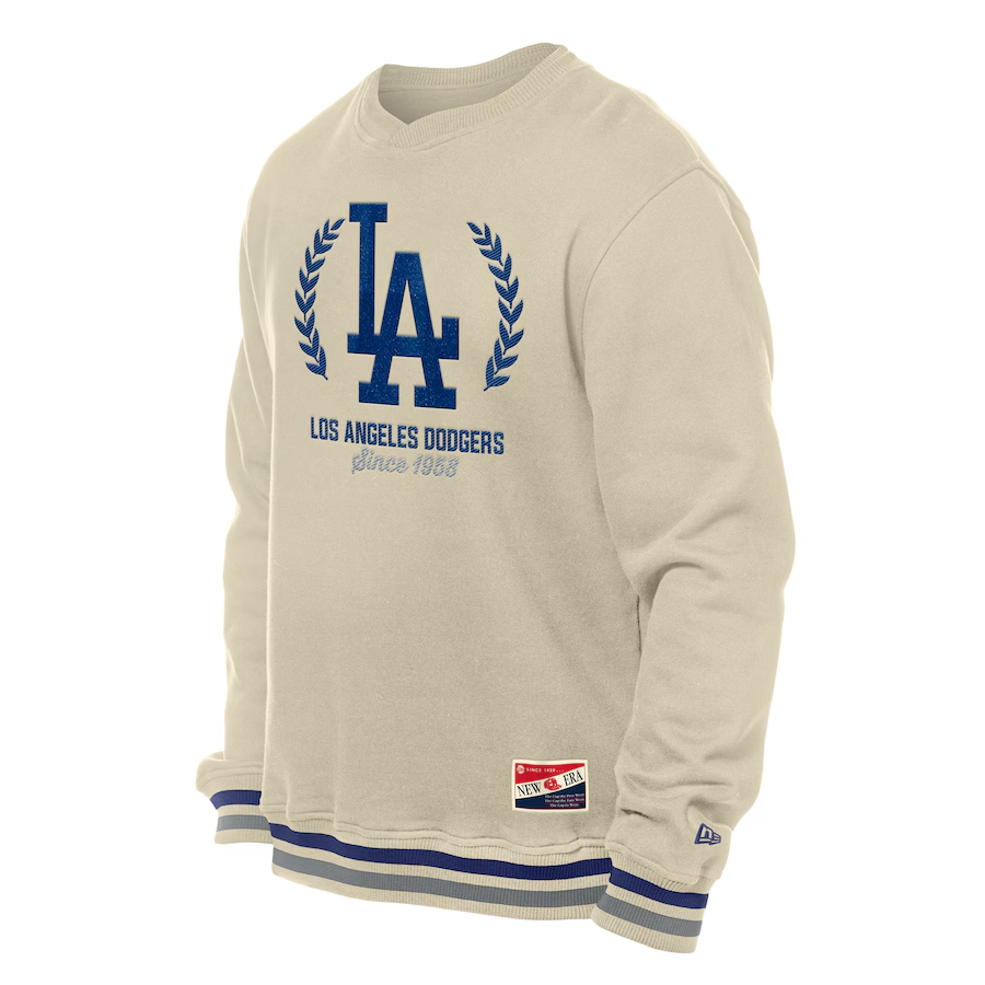 LOS ANGELES DODGERS MEN'S LAUREL CREWNECK SWEATSHIRT - CHROME WHITE