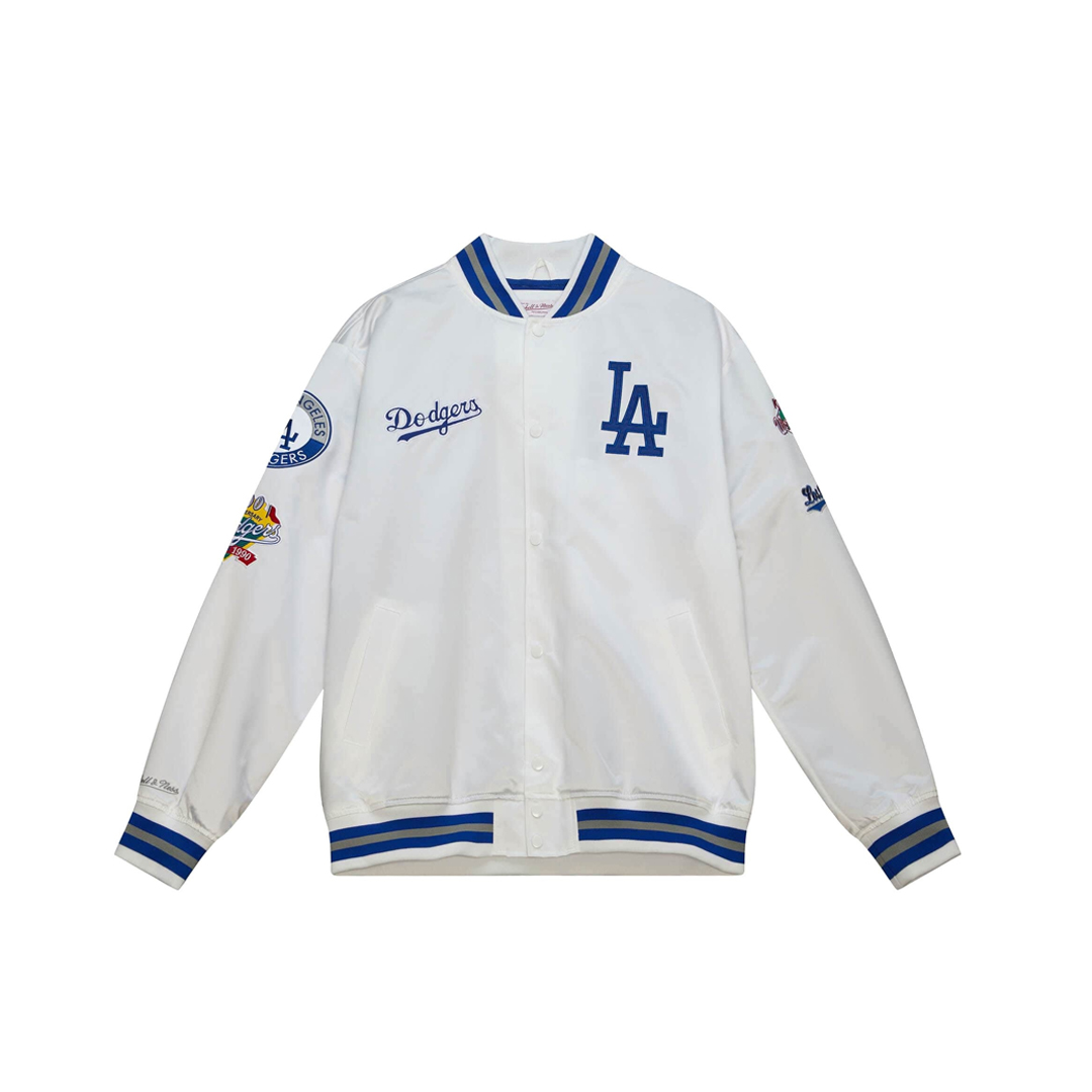 LOS ANGELES DODGERS MEN'S MITCHELL & NESS CITY COLLECTION LIGHTWEIGHT SATIN JACKET - WHITE