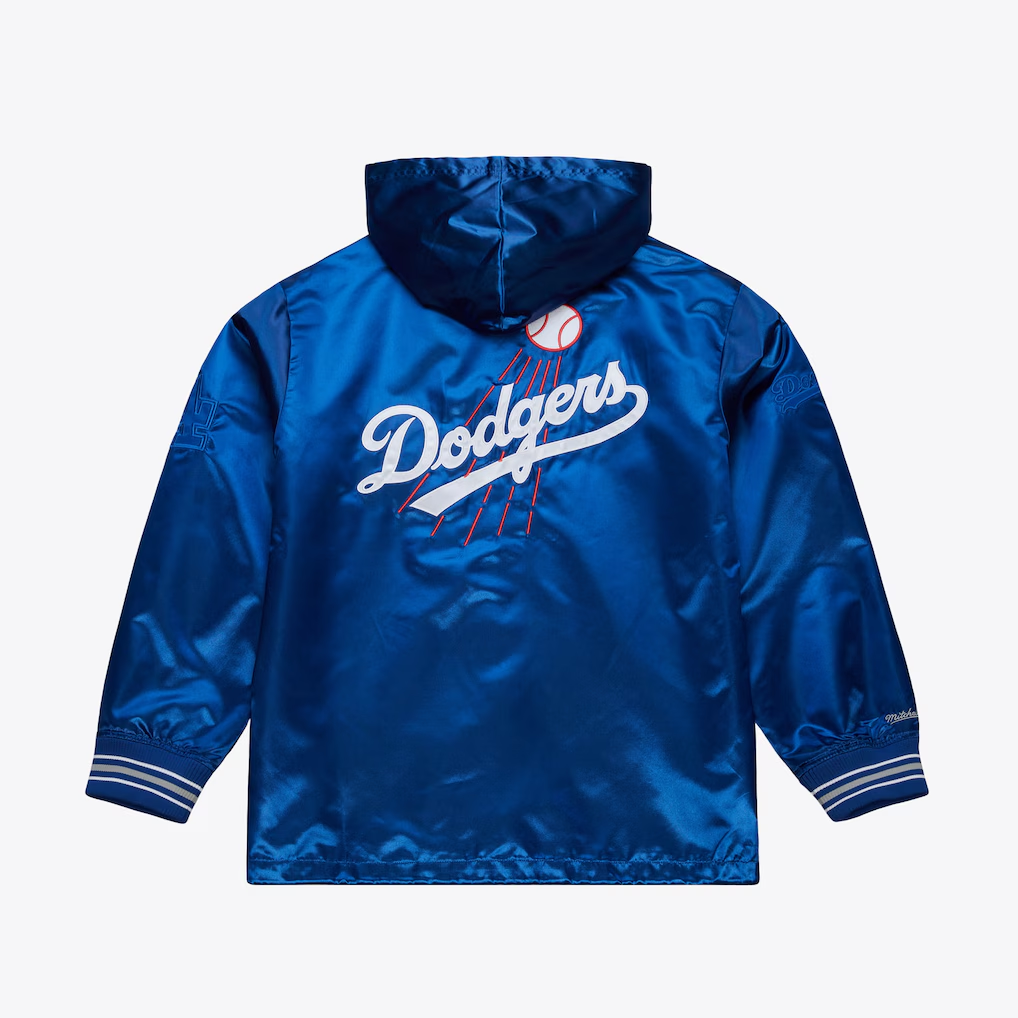 LOS ANGELES DODGERS MEN'S MITCHELL & NESS DOWNTOWN VINTAGE COACHES FULL-SNAP SATIN JACKET - BLUE