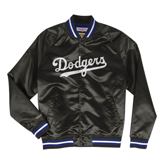 LOS ANGELES DODGERS MEN'S MITCHELL & NESS LIGHTWEIGHT SATIN JACKET - BLACK