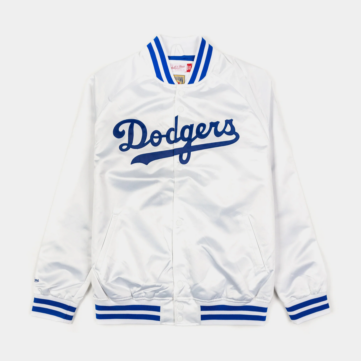 LOS ANGELES DODGERS MEN'S MITCHELL & NESS LIGHTWEIGHT SATIN JACKET - WHITE