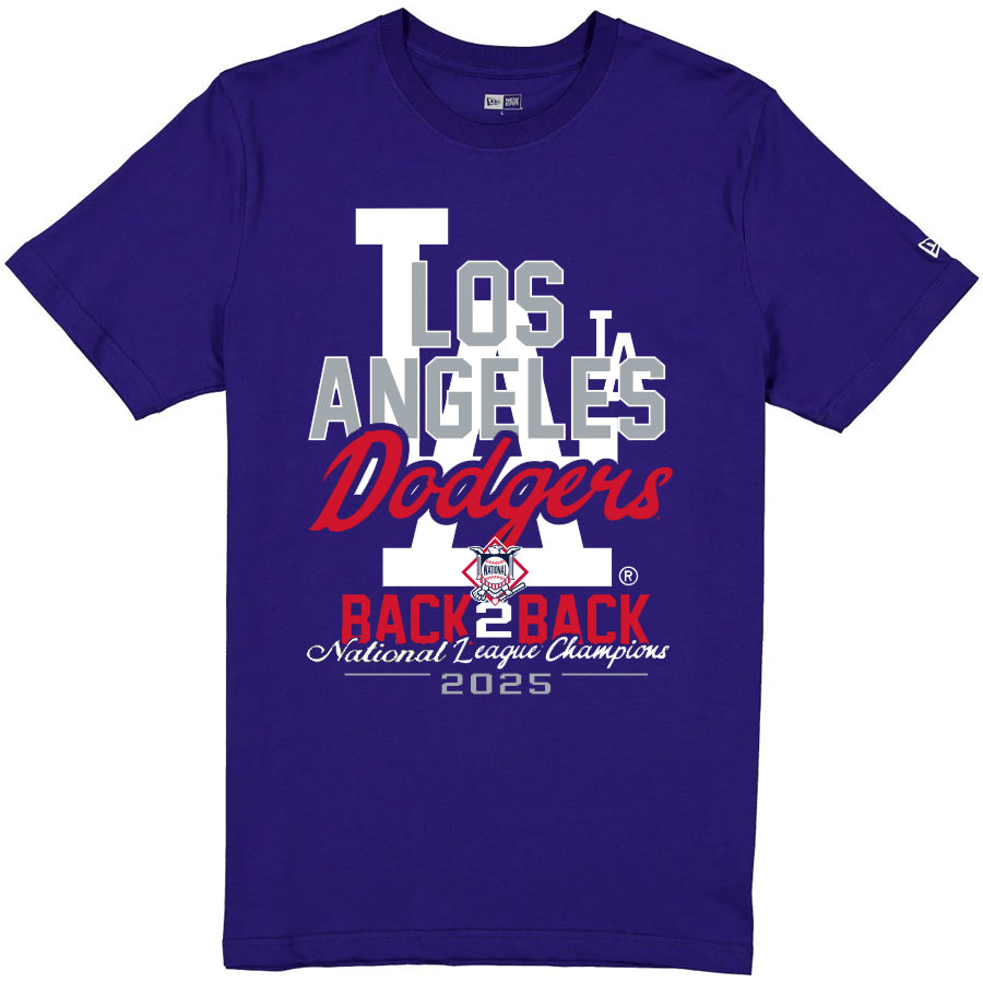 LOS ANGELES DODGERS MEN'S NEW ERA 2025 WORLD SERIES BACK 2 BACK T-SHIRT - BLUE