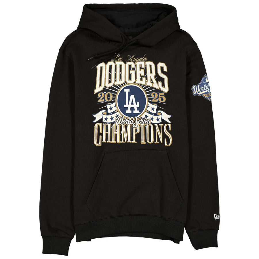 LOS ANGELES DODGERS MEN'S NEWERA BURST WORLD SERIES CHAMPIONS PULLOVER HOODED SWEATSHIRT - BLACK