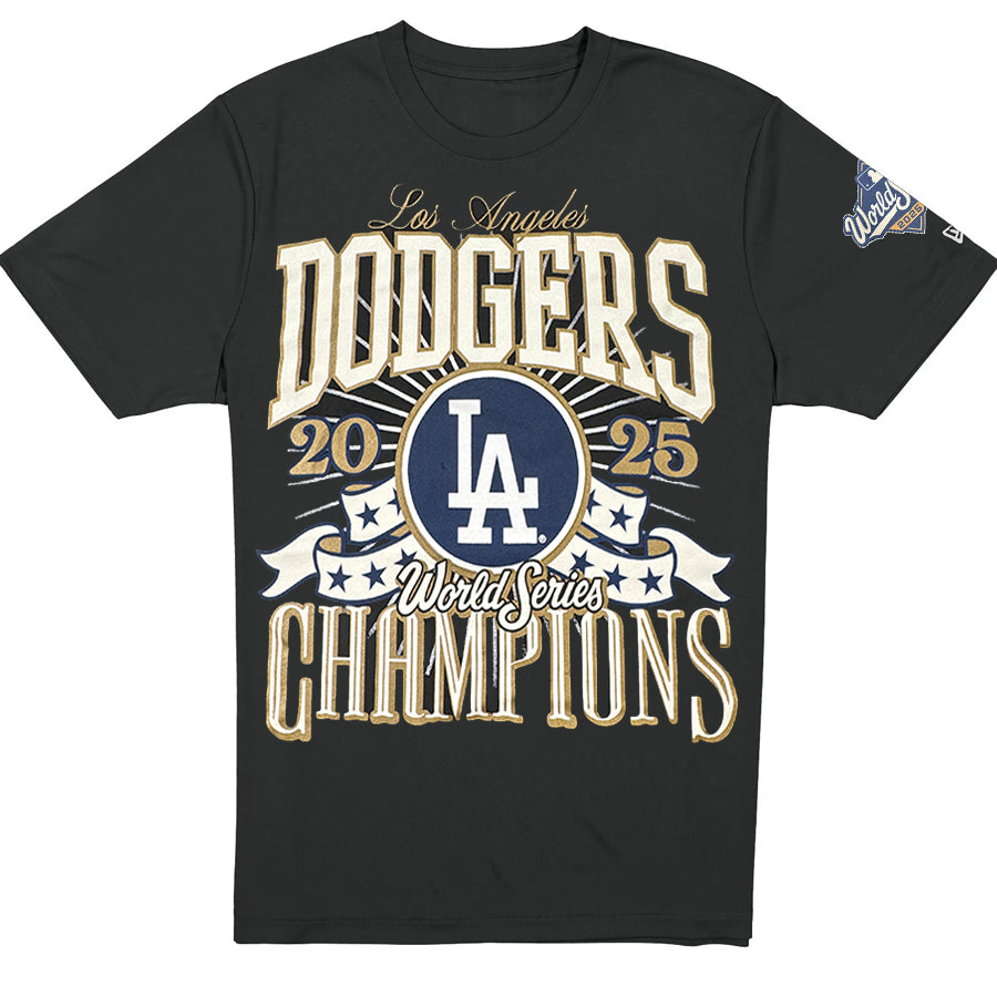 LOS ANGELES DODGERS MEN'S NEWERA BURST WORLD SERIES CHAMPIONS T-SHIRT - BLACK