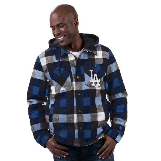 LOS ANGELES DODGERS MEN'S PLAID FULL-ZIP HOODIE JACKET