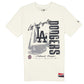 LOS ANGELES DODGERS MEN'S THROWBACK  HAT FLASH T-SHIRT - CHROME WHITE/BLACK