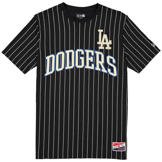 LOS ANGELES DODGERS MEN'S THROWBACK PINSTRIPE T-SHIRT - BLACK